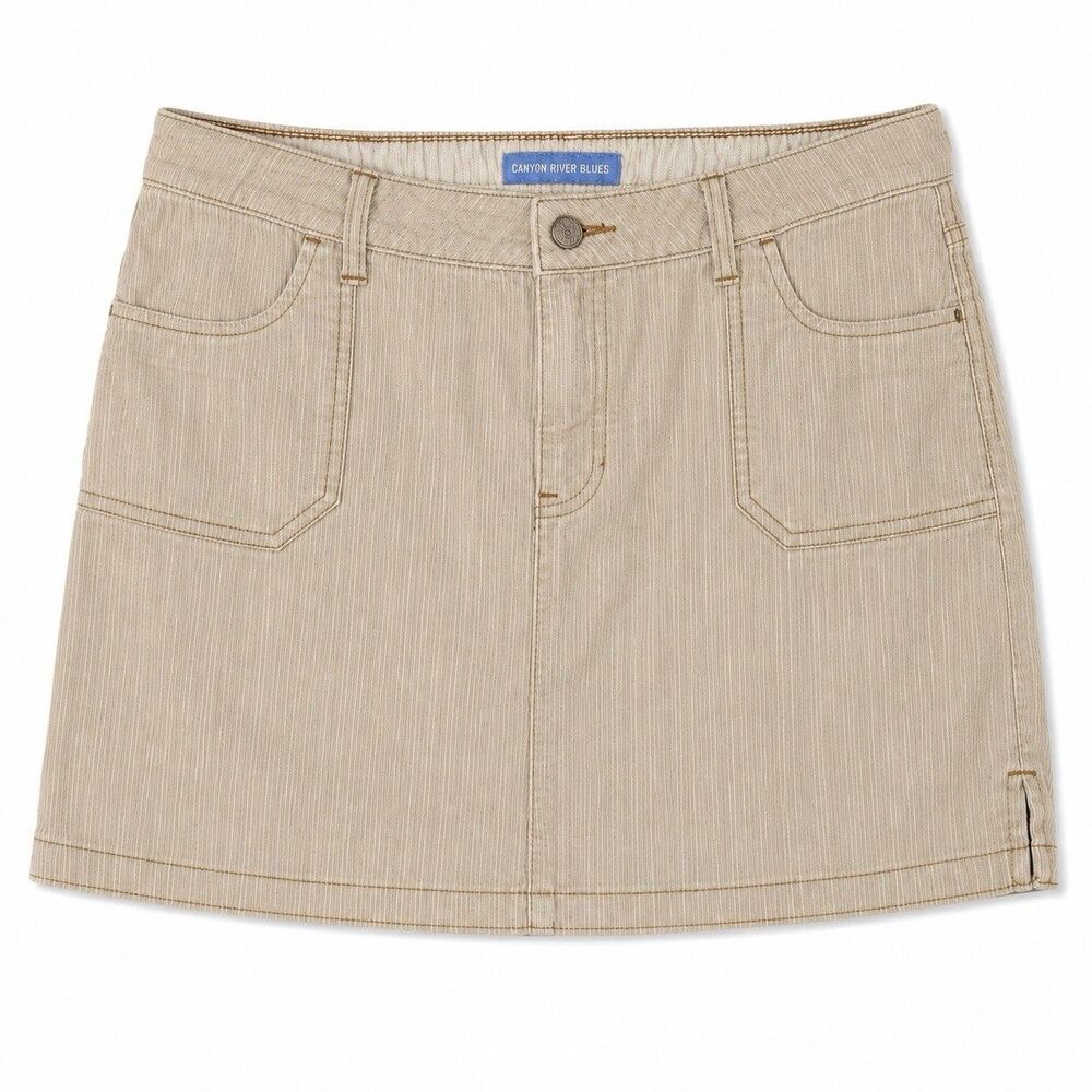 Canyon River Blues Skirt Juniors 13 Beige Corduroy Cargo Pockets Mini Casual